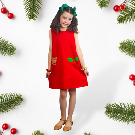 Festive A-Line Christmas Dress for Girls