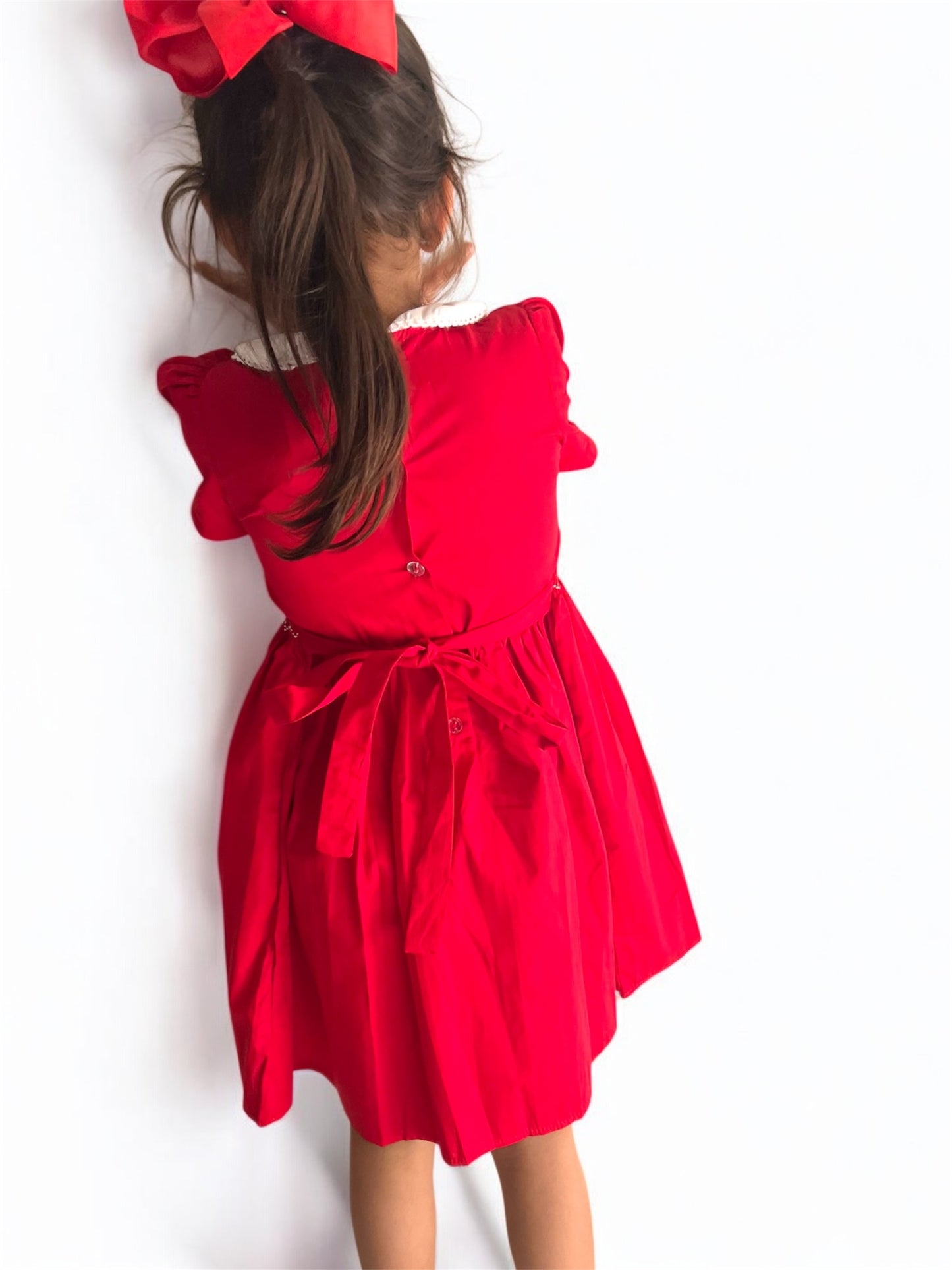 Red Hand Smock Dress