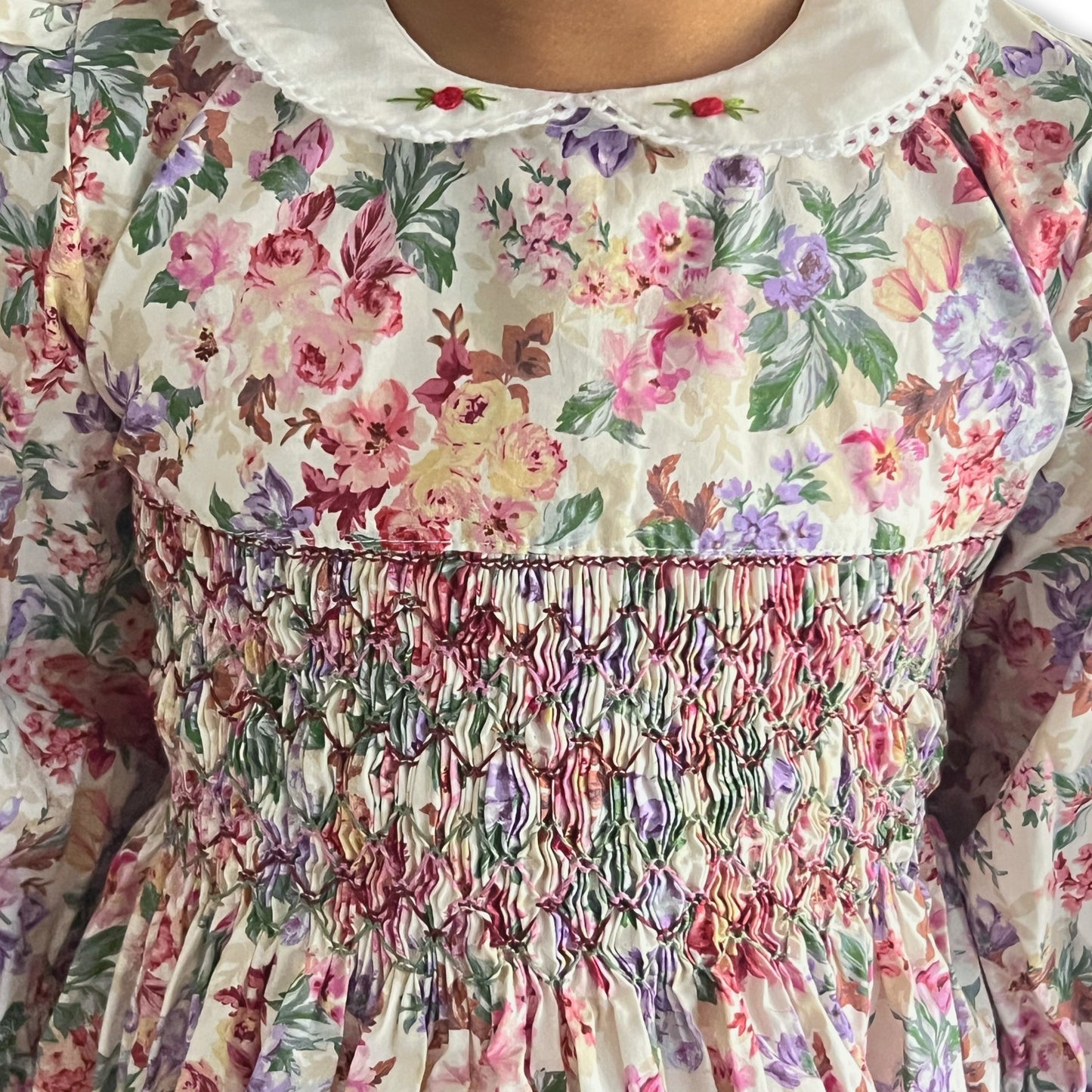 Floral Long Sleeve Handsmock Dress