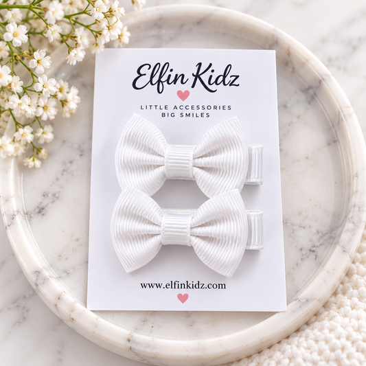 Ribbed Hair Bow Clips – 2-Piece Set