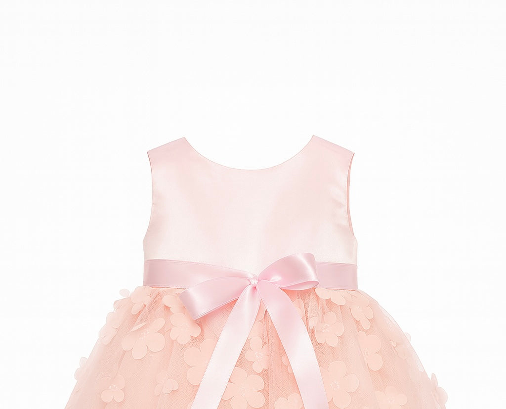 Pale Pink 3D Floral Tulle Party Dress for Girlsi
