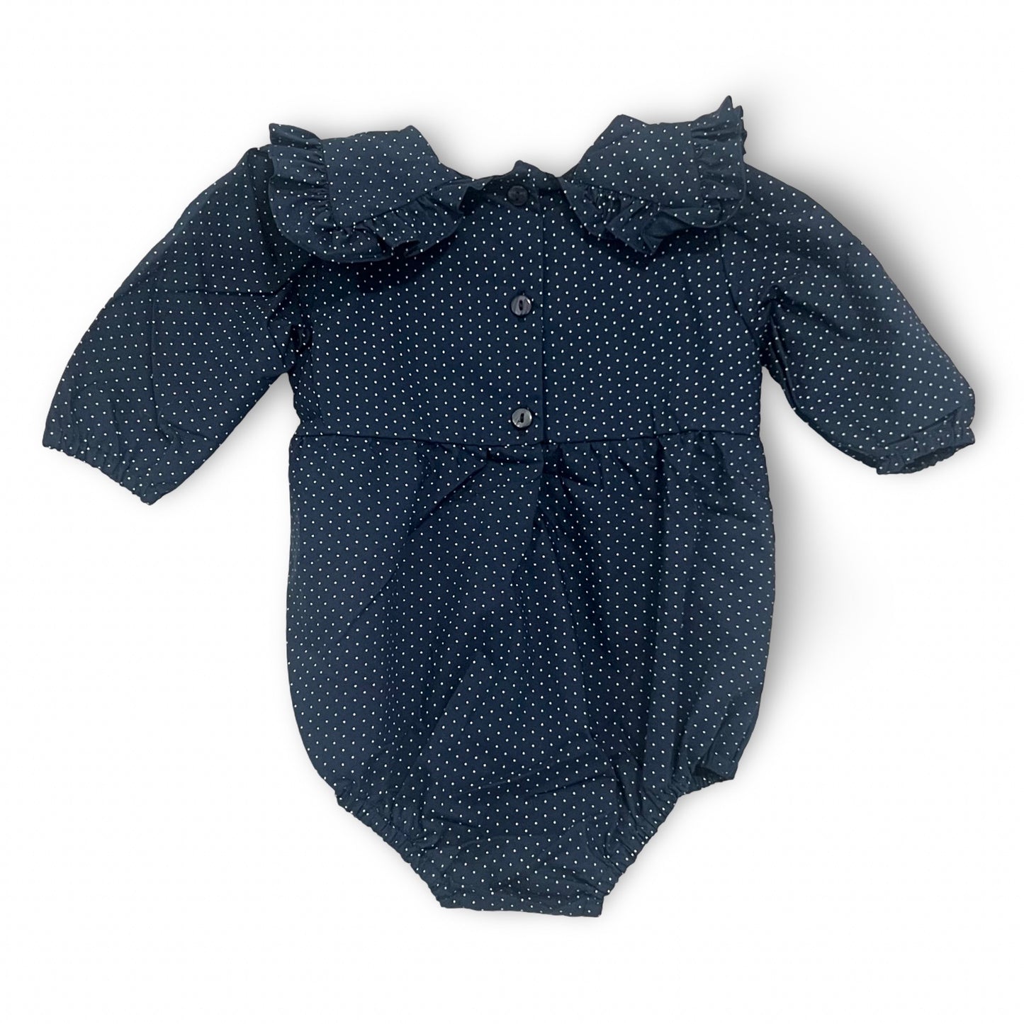 Navy Polka Dot Romper