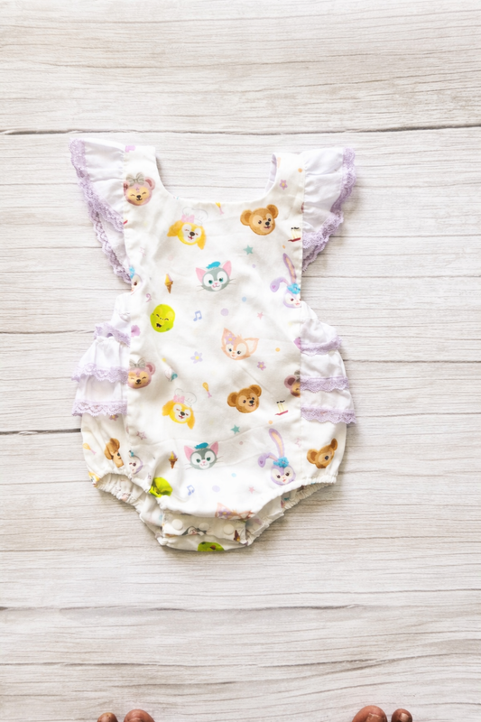 Lavender Lace Ruffle Romper