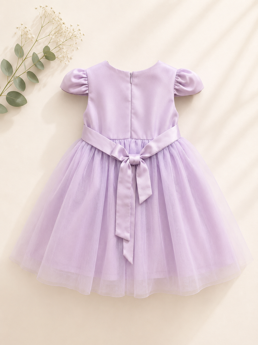 Girls Lavender 3D Floral Tulle Dress | Special Occasion Party Dress