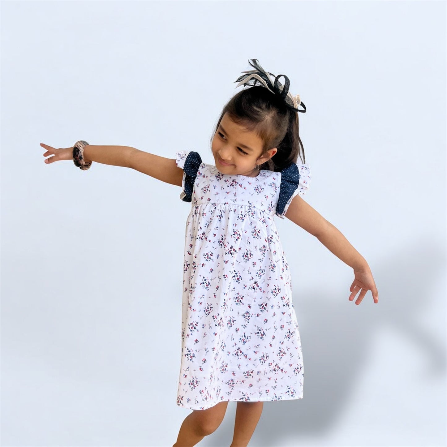 White Floral Kids Dress