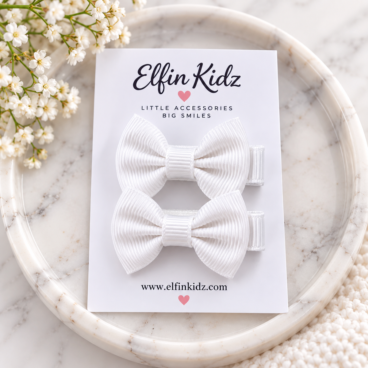 Ribbed Hair Bow Clips – 2-Piece Set