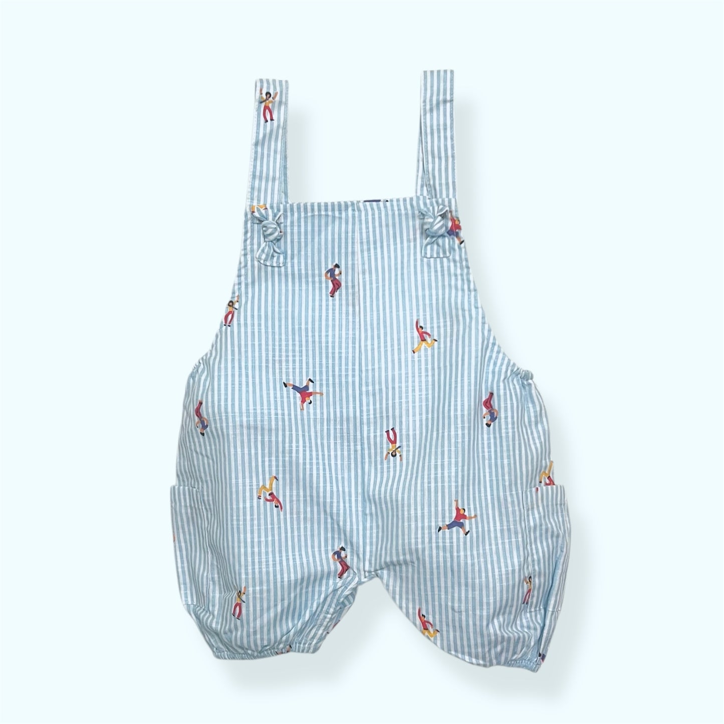 Blue & White Circus Print Adjustable Cotton Romper