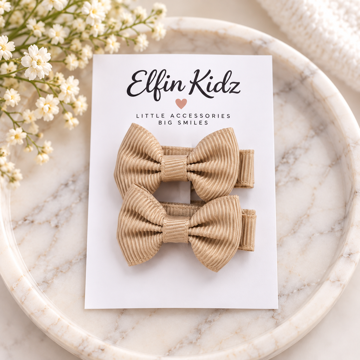 Ribbed Hair Bow Clips – 2-Piece Set