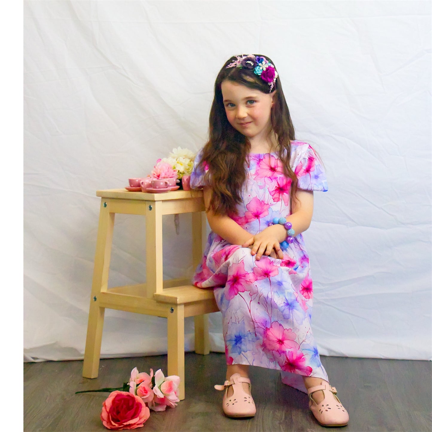 Watercolour Bloom Viscose Cotton Dress