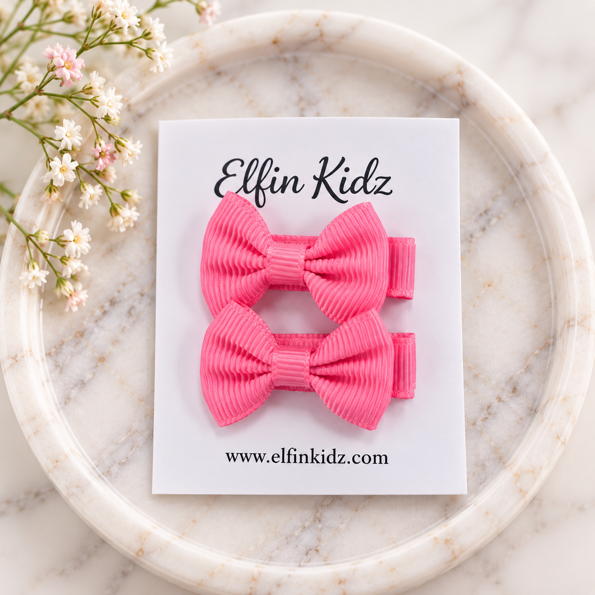 Ribbed Hair Bow Clips – 2-Piece Set