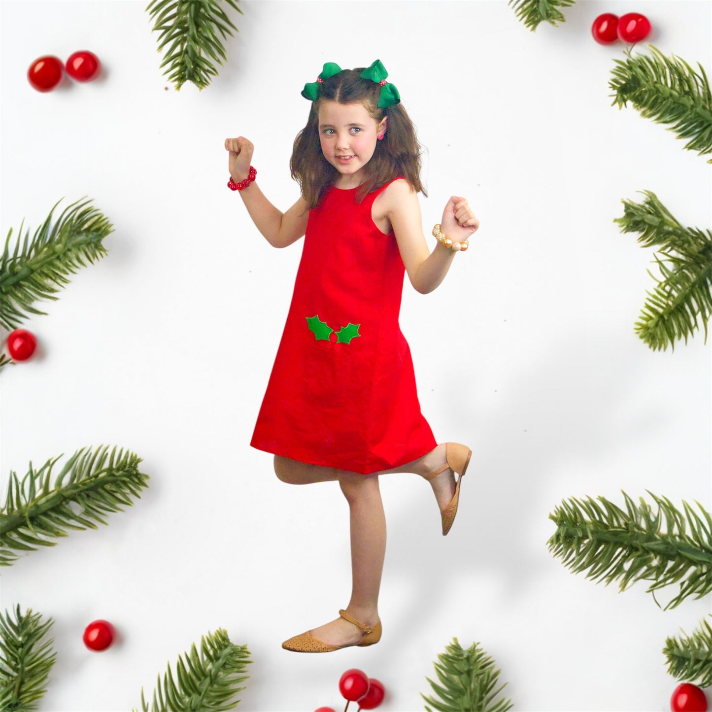 Festive A-Line Christmas Dress for Girls