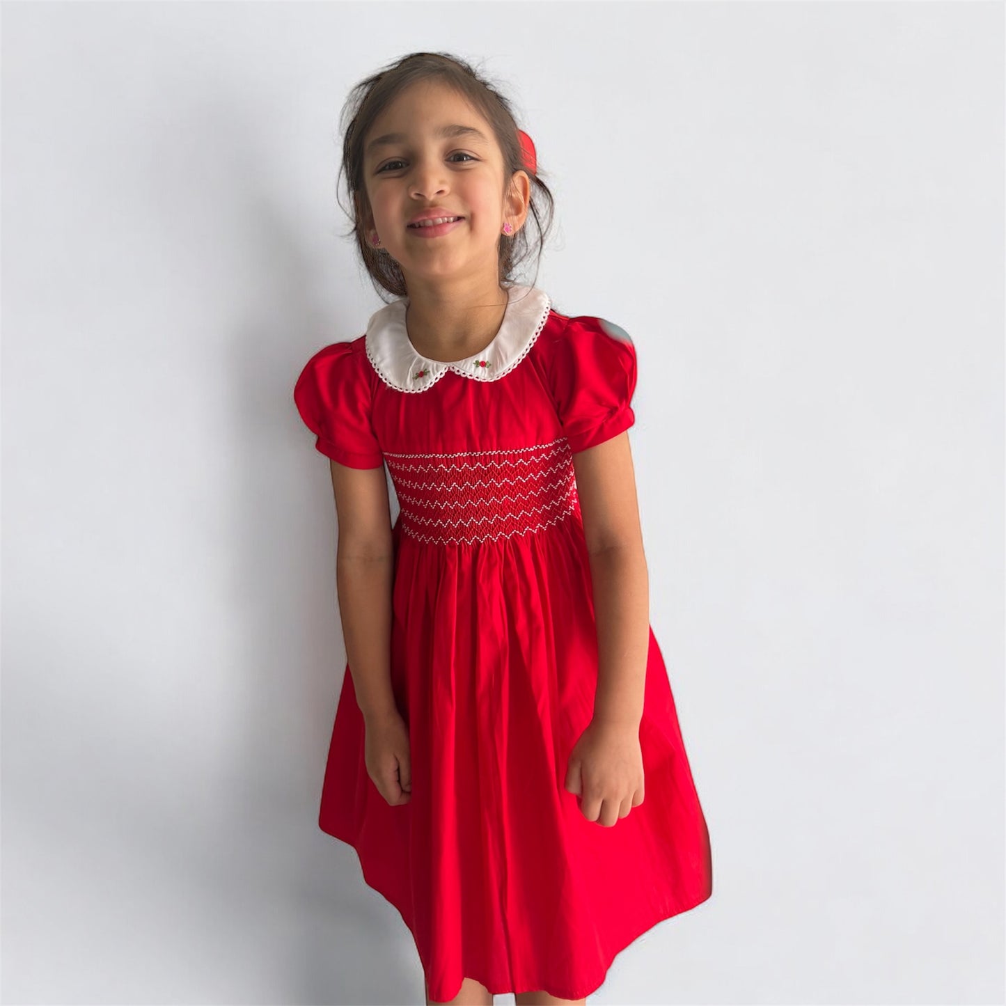 Red Hand Smock Dress