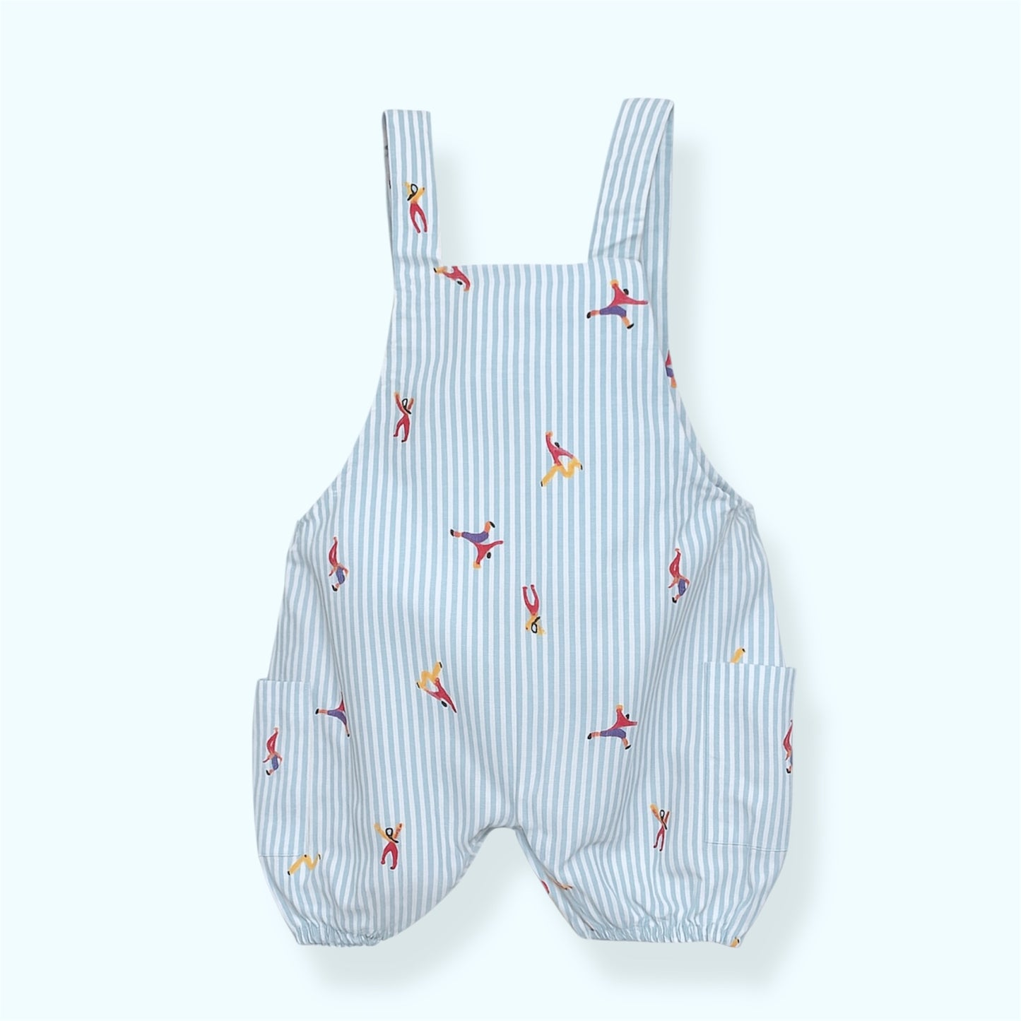 Blue & White Circus Print Adjustable Cotton Romper