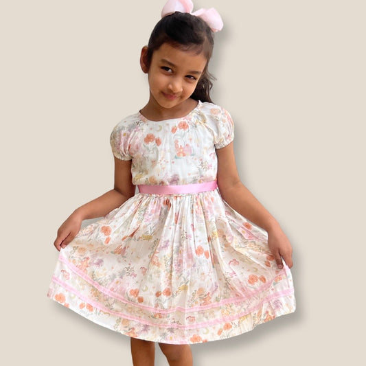 Castle Floral Cotton Dress – Ivory