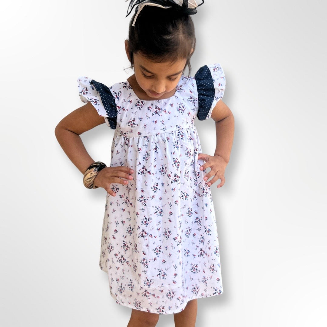 White Floral Kids Dress