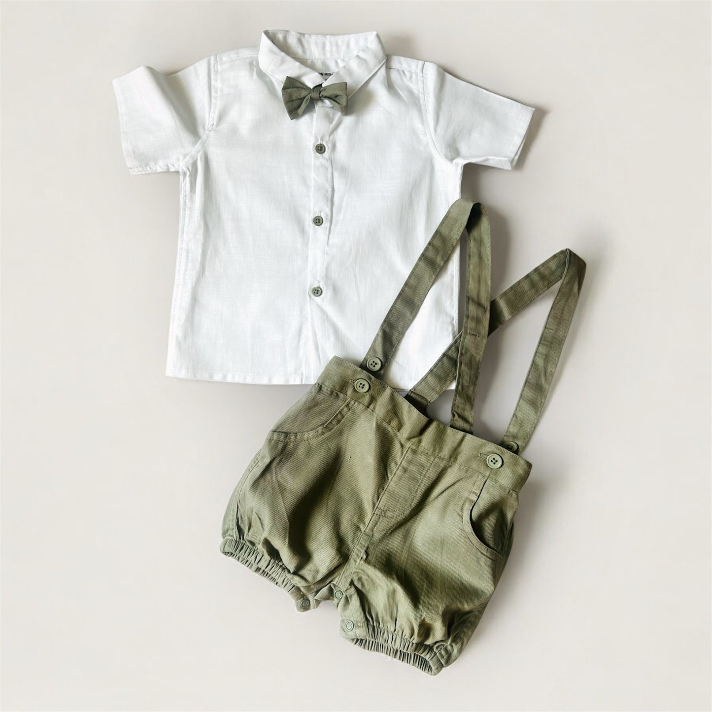 Olive Green 3– Shirt, Shorts & Bow Tie