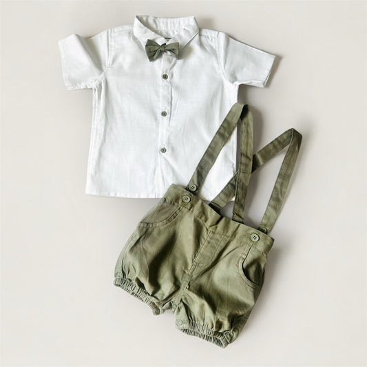 Olive Green 3– Shirt, Shorts & Bow Tie