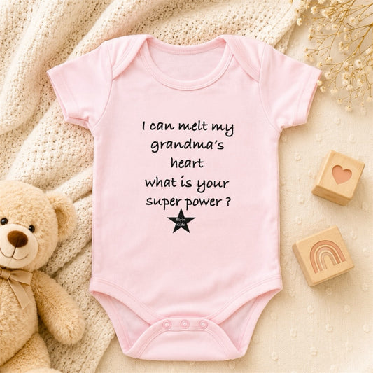 Pink Grandma’s Heart Baby Bodysuit – Soft Cotton Jersey Onesie