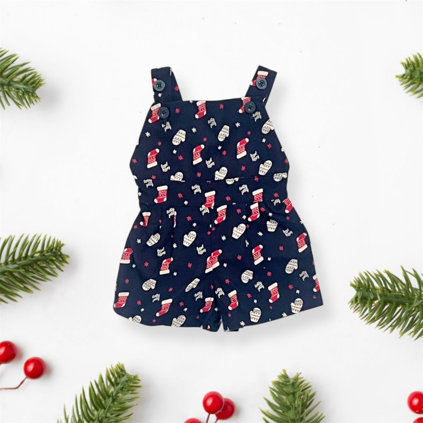 Navy Blue Unisex Xmas Romper