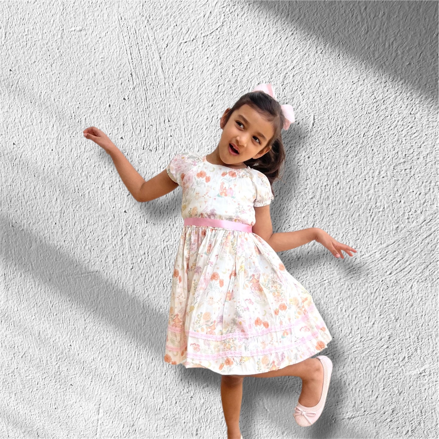 Castle Floral Cotton Dress – Ivory