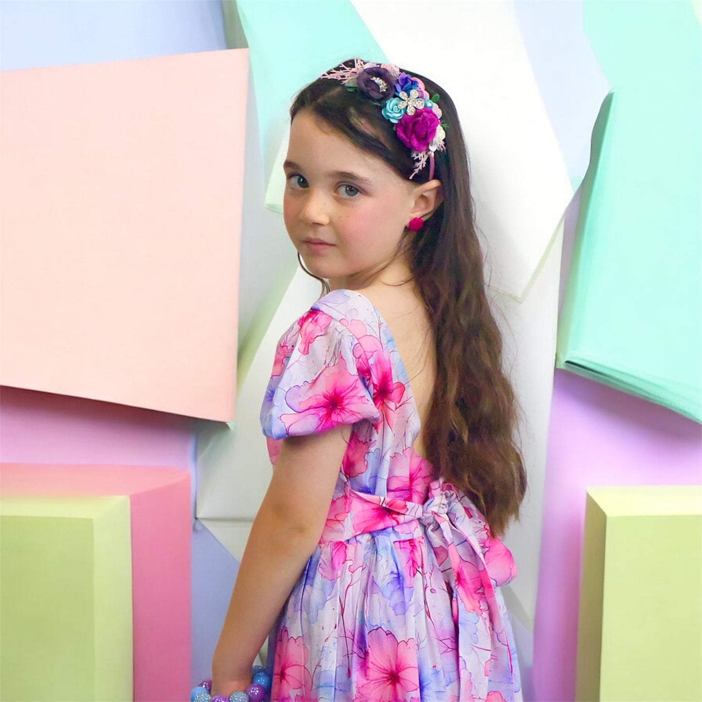 Watercolour Bloom Viscose Cotton Dress