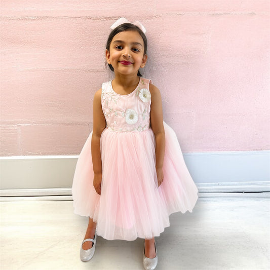 Baby Pink Layered Tulle Party Dress