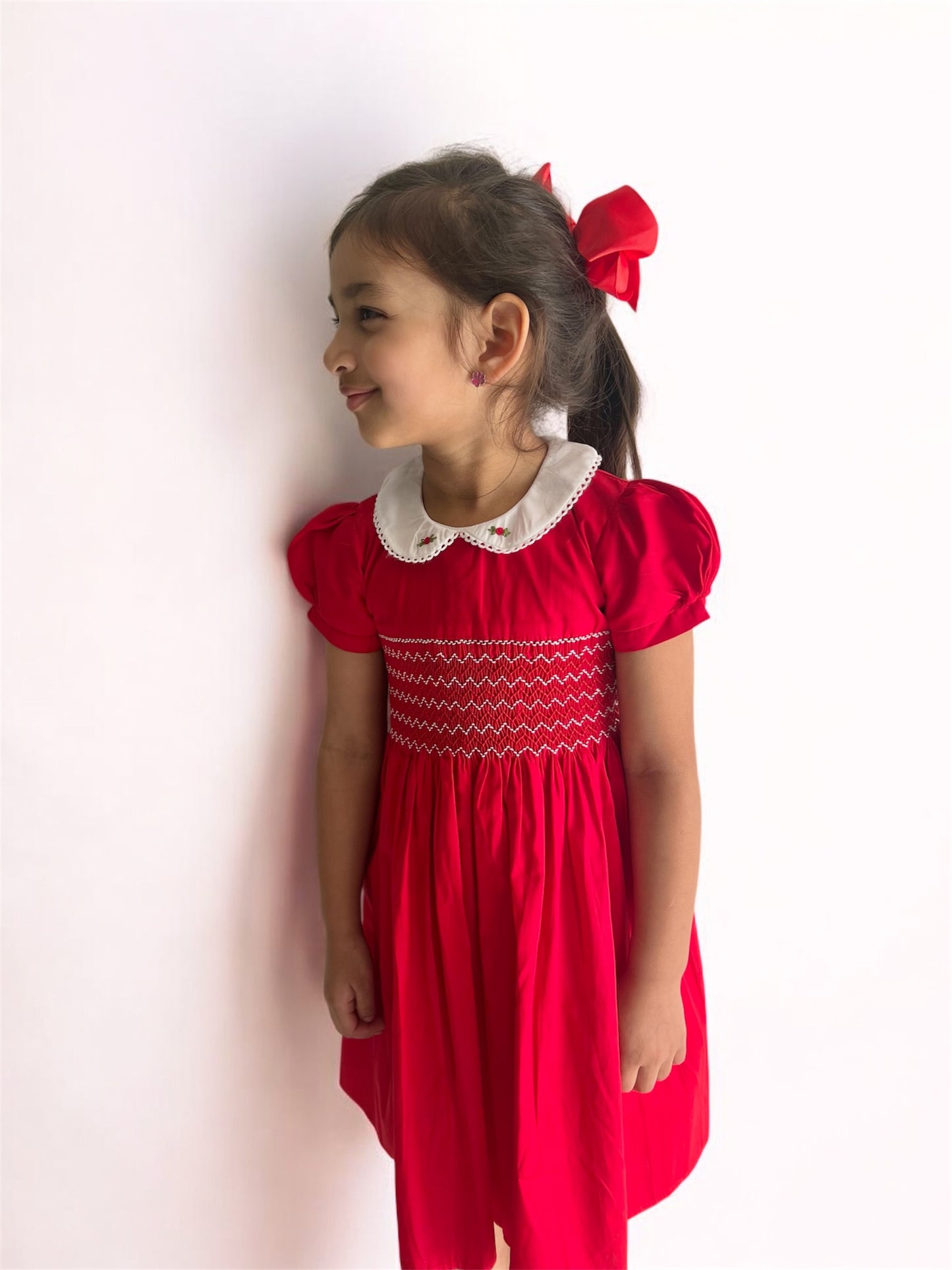 Red Hand Smock Dress