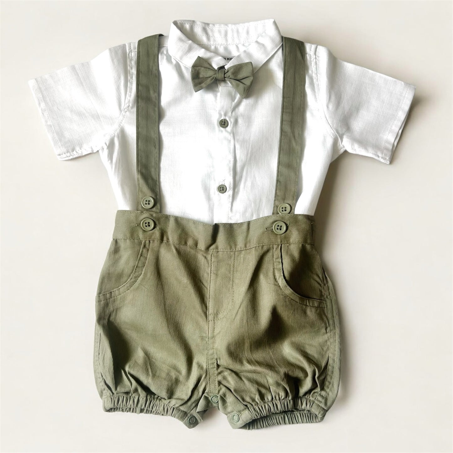 Olive Green 3– Shirt, Shorts & Bow Tie