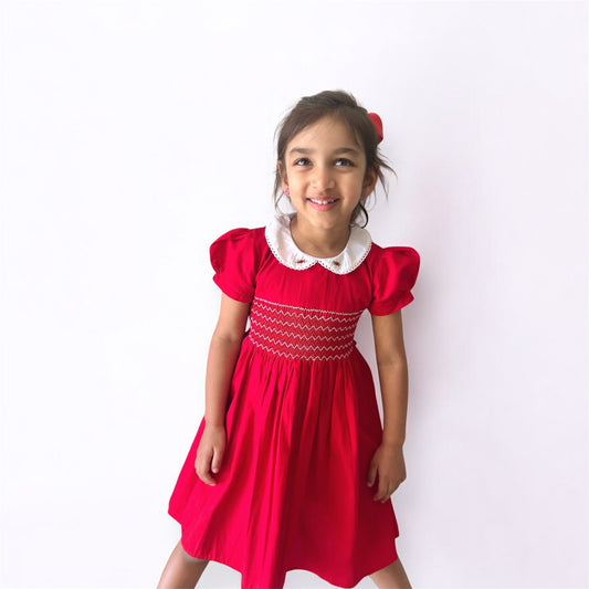 Red Hand Smock Dress