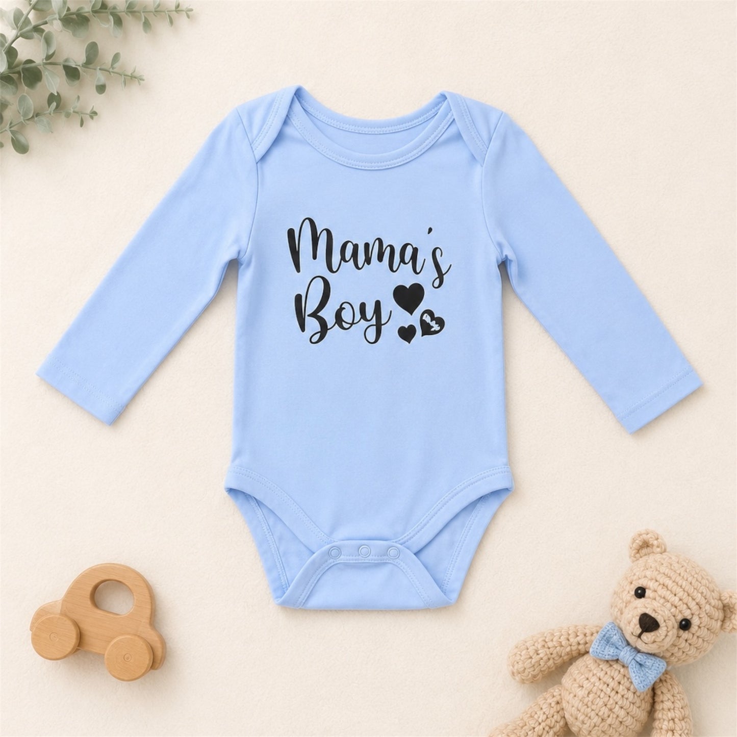 Mama’s Boy Blue Long Sleeve Baby Romper