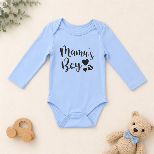 Mama’s Boy Blue Long Sleeve Baby Romper