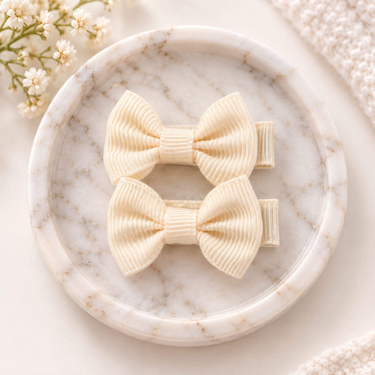 Ribbed Hair Bow Clips – 2-Piece Set