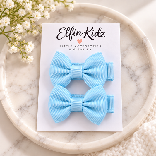 Ribbed Hair Bow Clips – 2-Piece Set