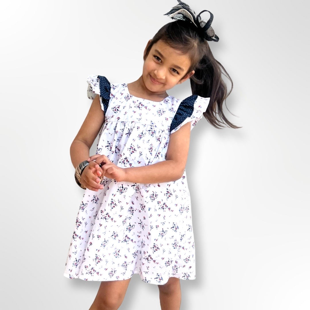 White Floral Kids Dress