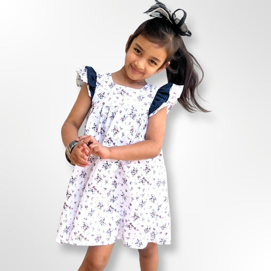 White Floral Kids Dress