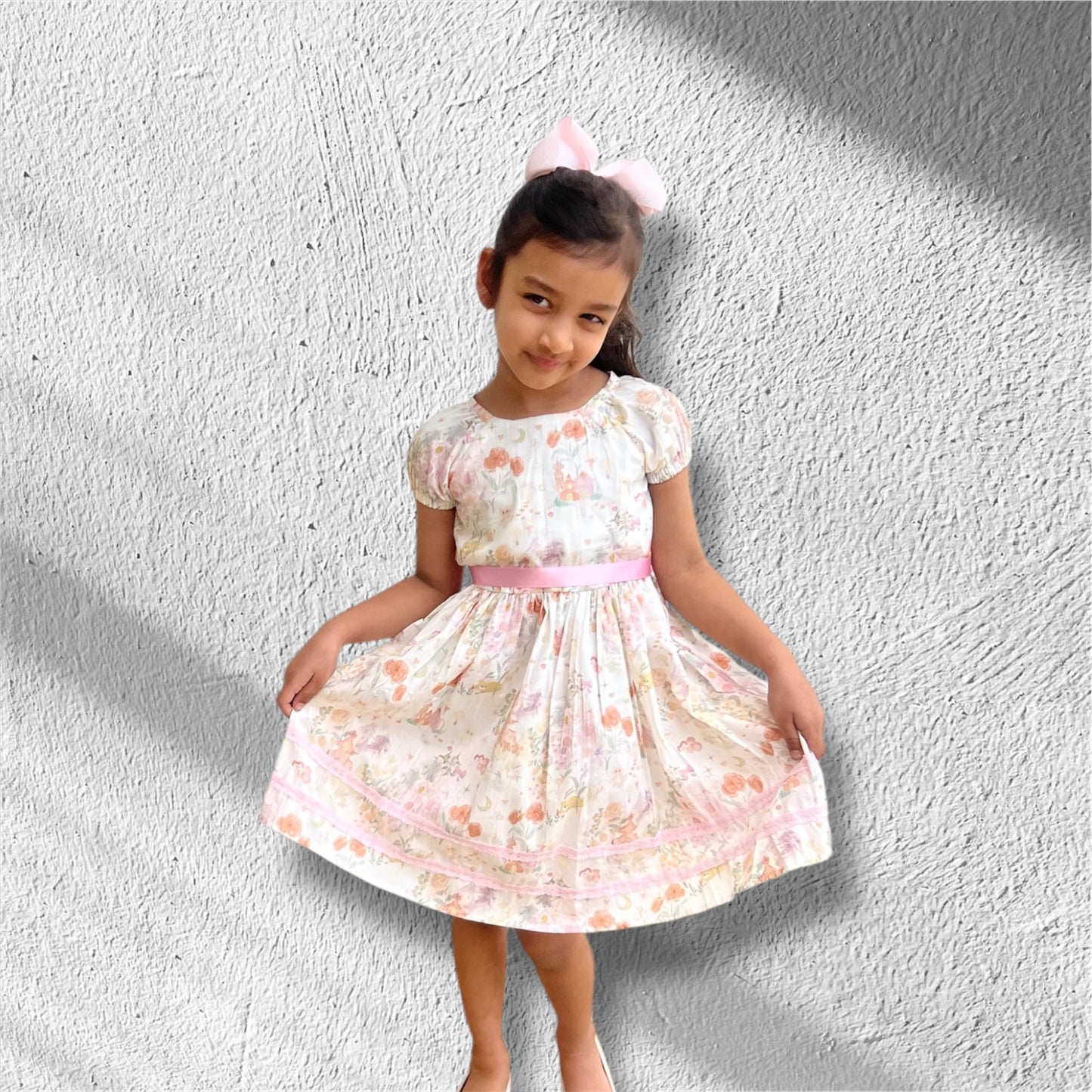 Castle Floral Cotton Dress – Ivory