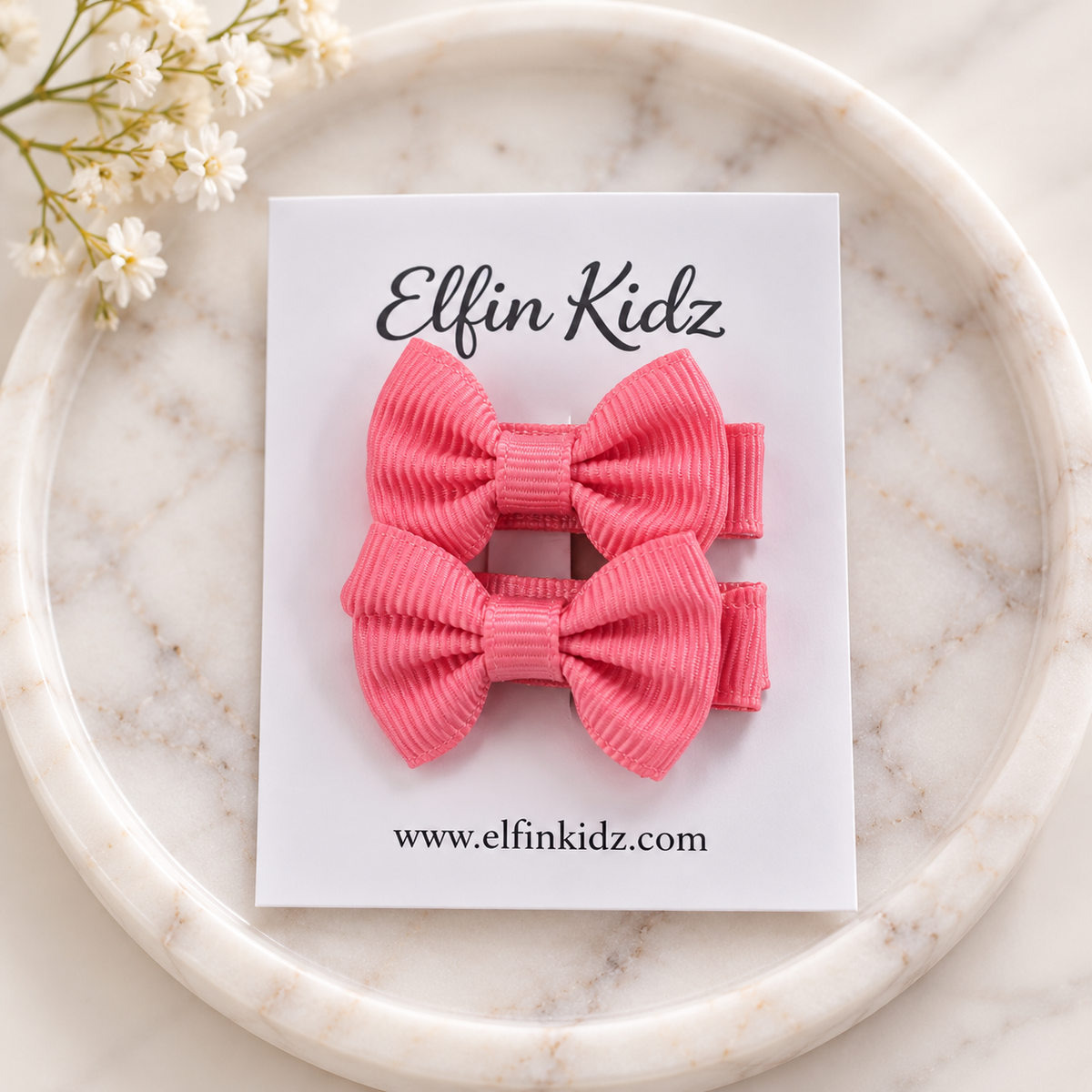 Ribbed Hair Bow Clips – 2-Piece Set