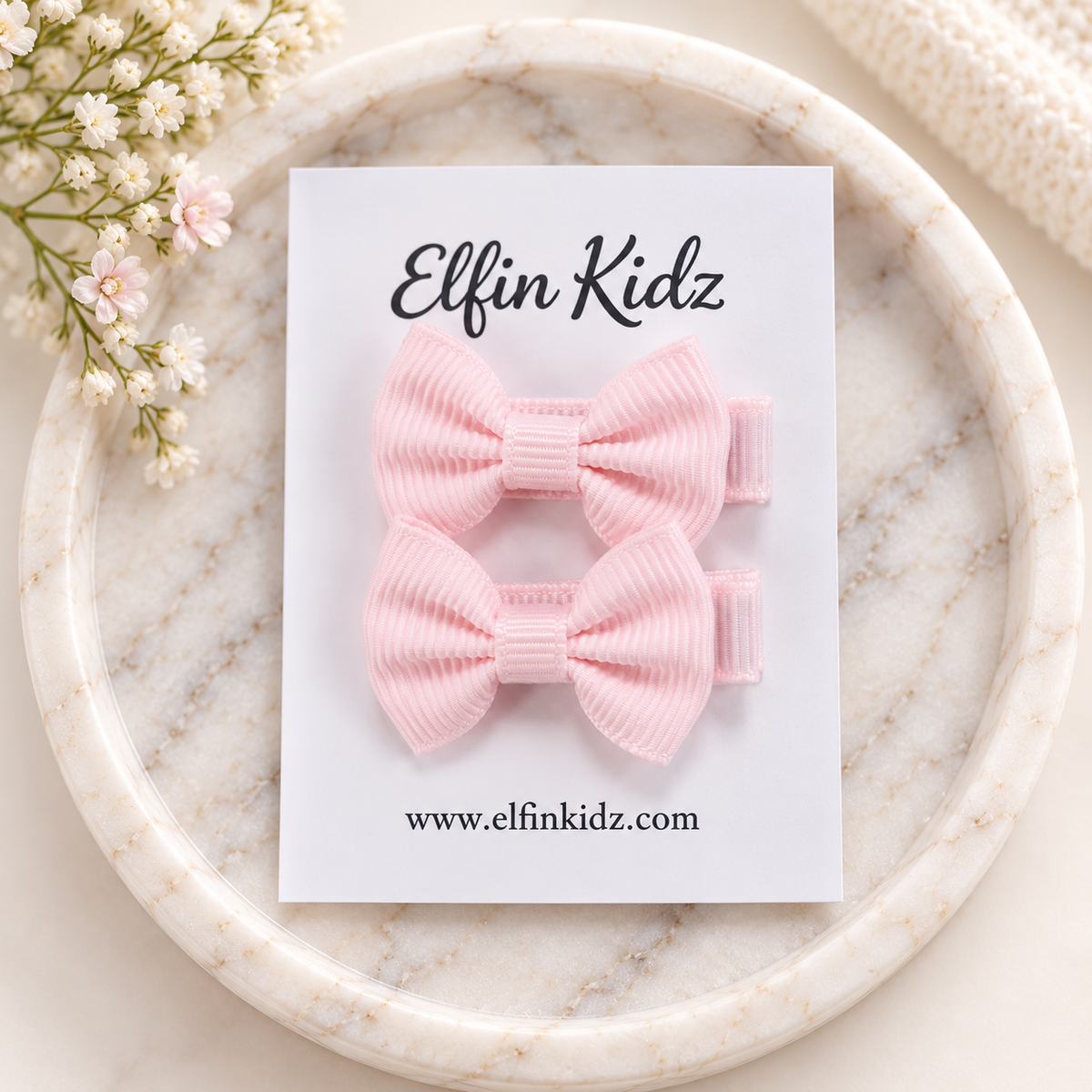 Ribbed Hair Bow Clips – 2-Piece Set