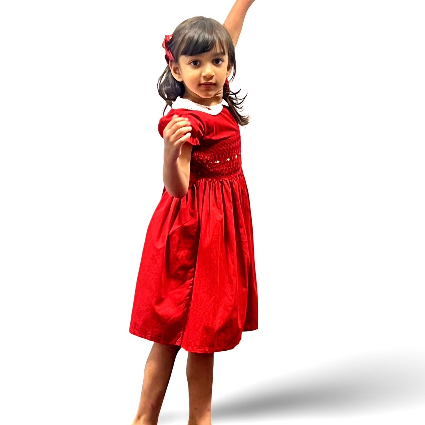 Red Hand Smock Dress