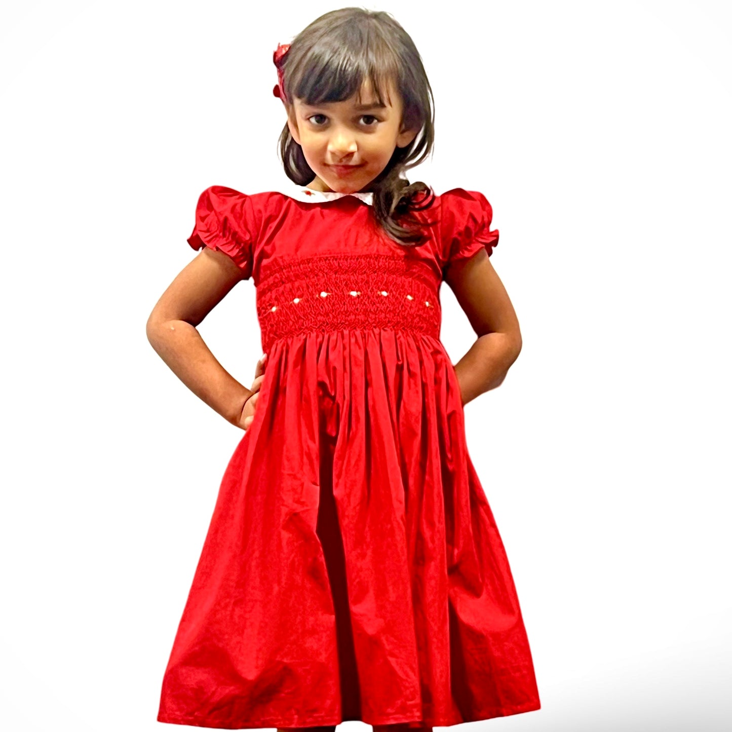 Red Hand Smock Dress