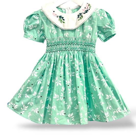 Green Hand Smock Dress