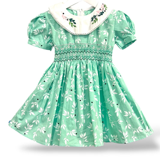 Green Hand Smock Dress