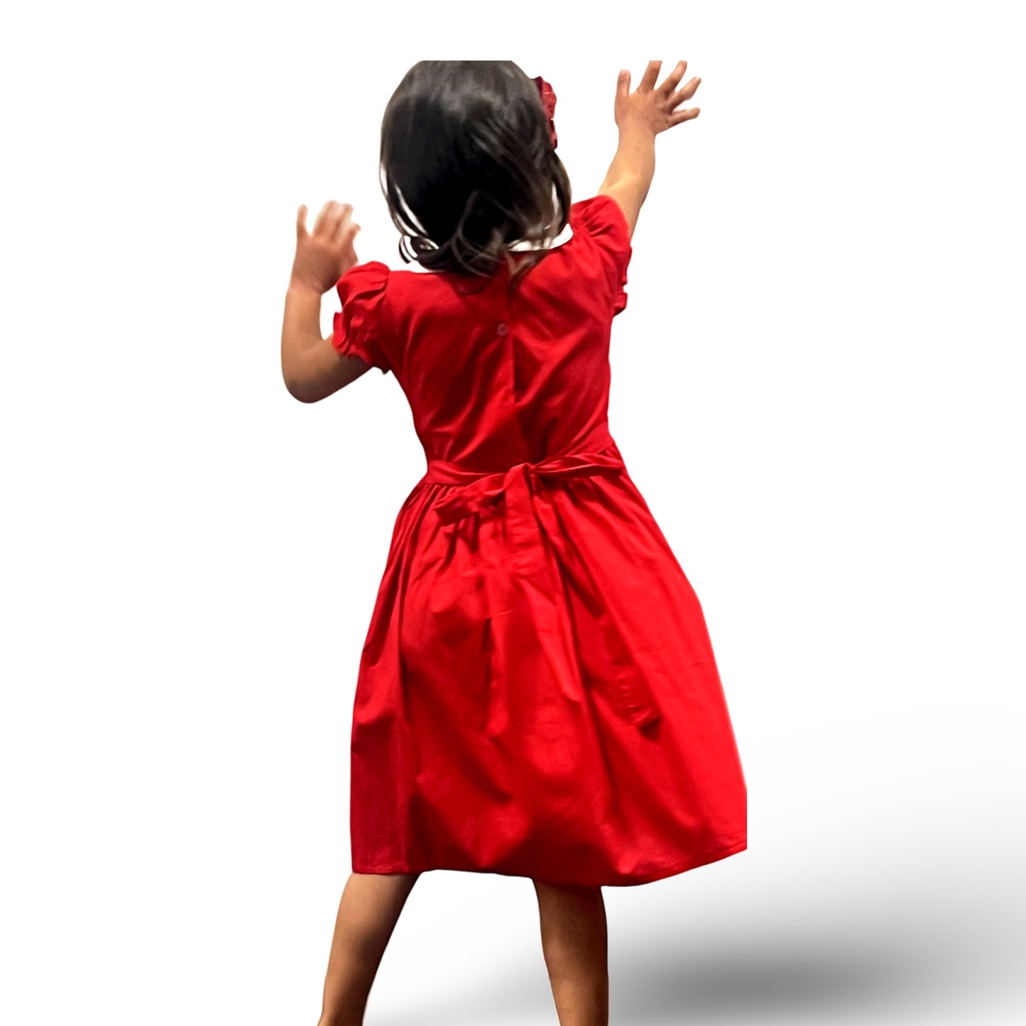Red Hand Smock Dress