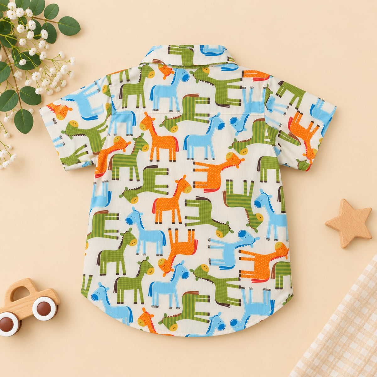 Dinosaur print cotton boys shirt back
