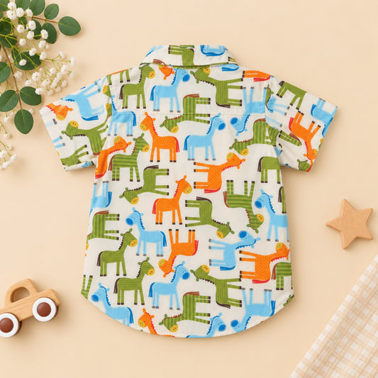 Dinosaur print cotton boys shirt back