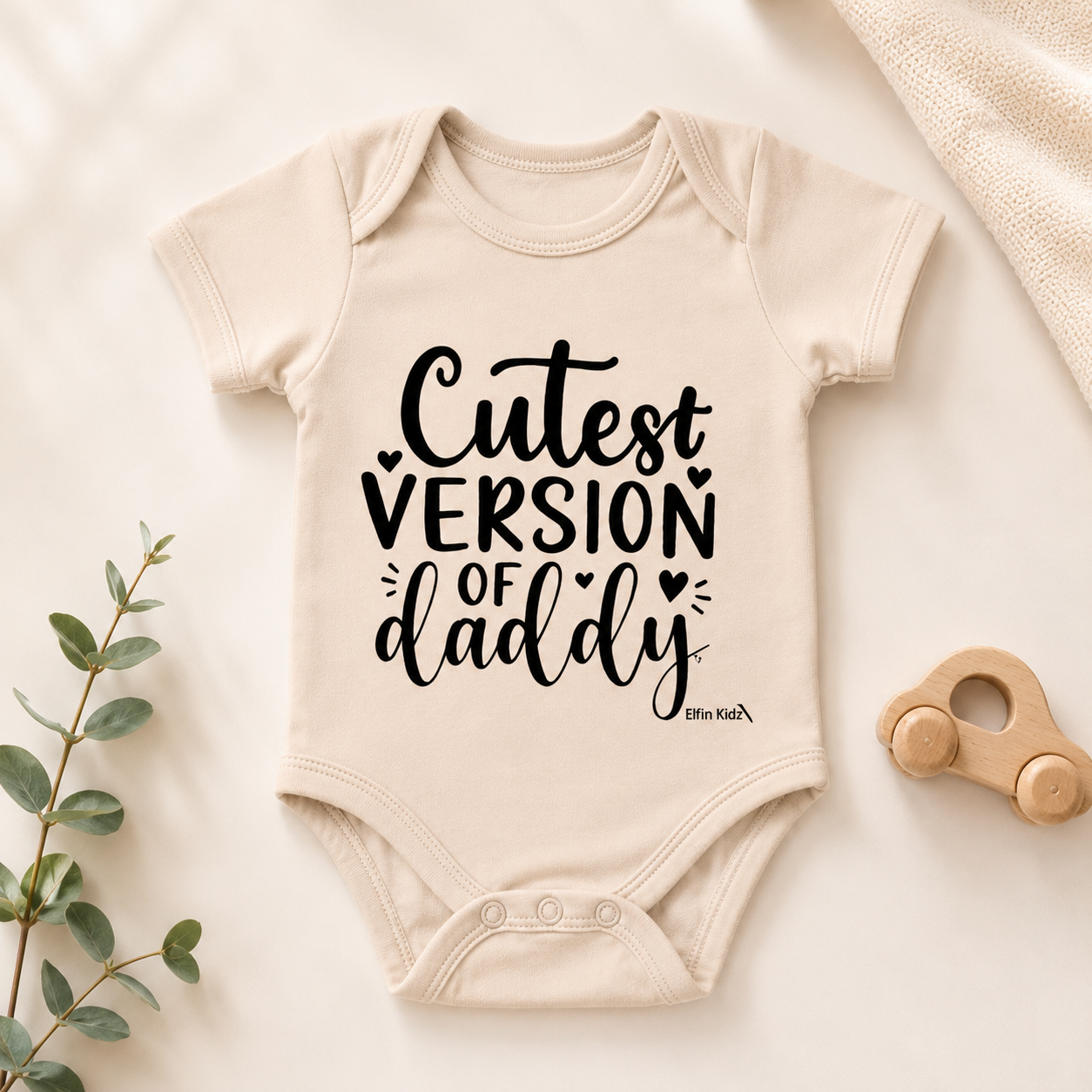 Baby Cream 100% Cotton Jersey Bodysuit – Father’s Day Gift