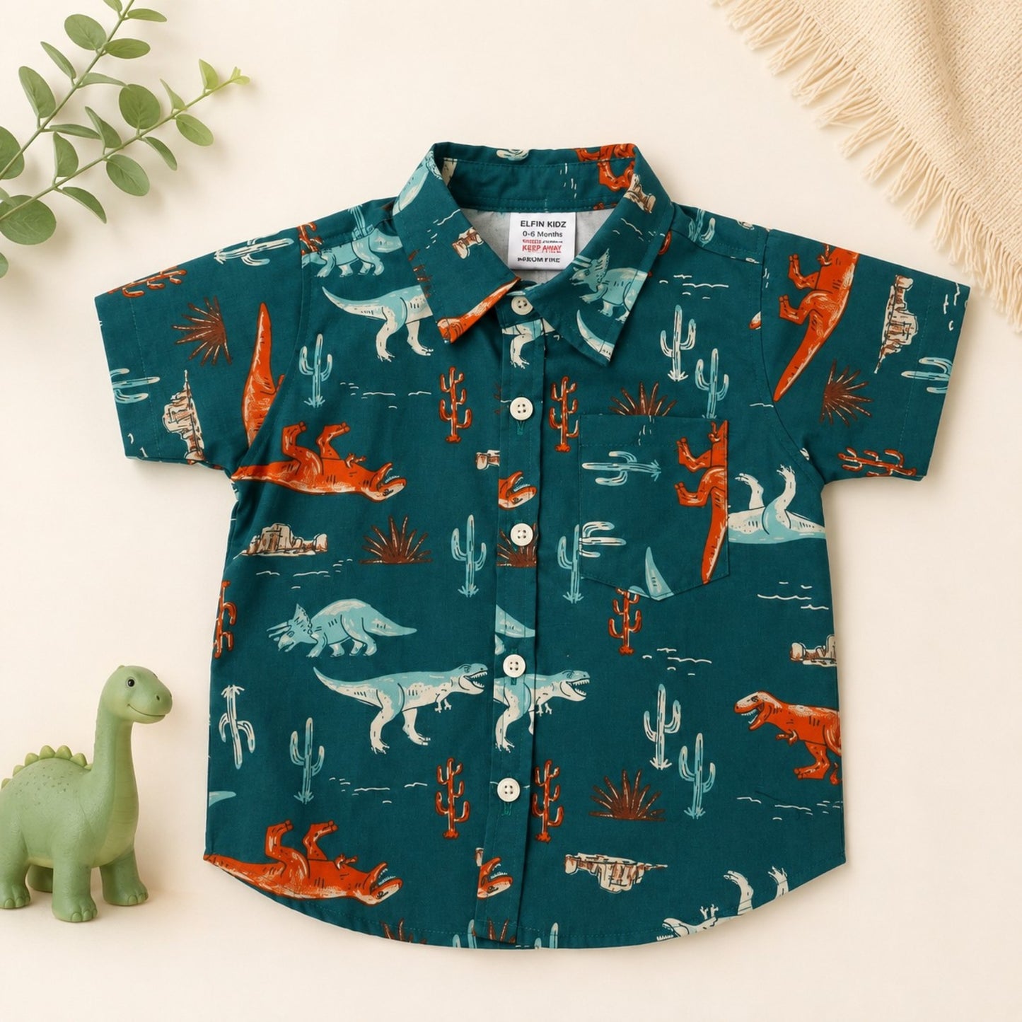 Boys Dinosaur Print Short Sleeve Shirt