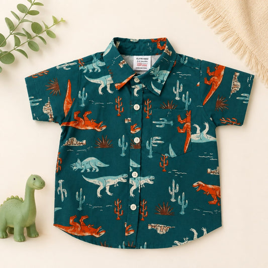Boys Dinosaur Print Short Sleeve Shirt