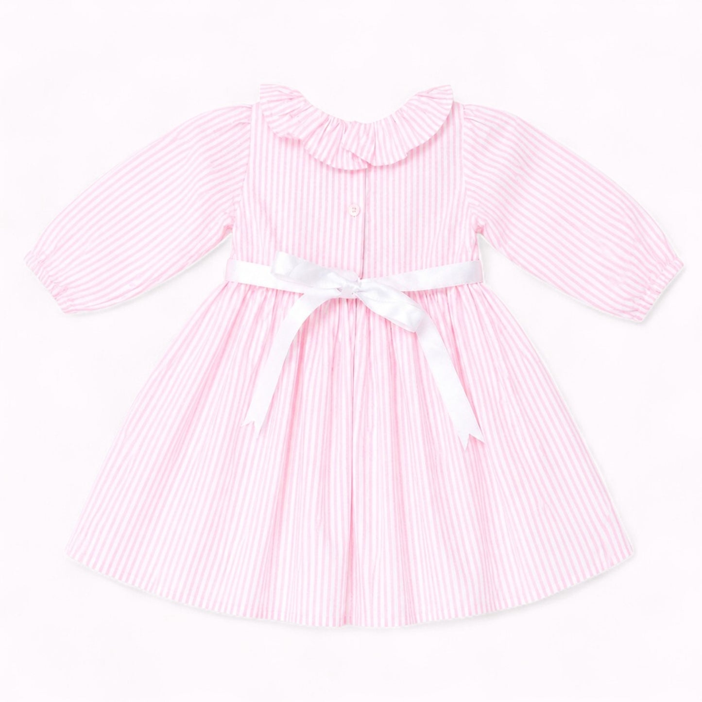 Pink Stripe Girls Cotton Dress | Long Sleeve Casual Dress