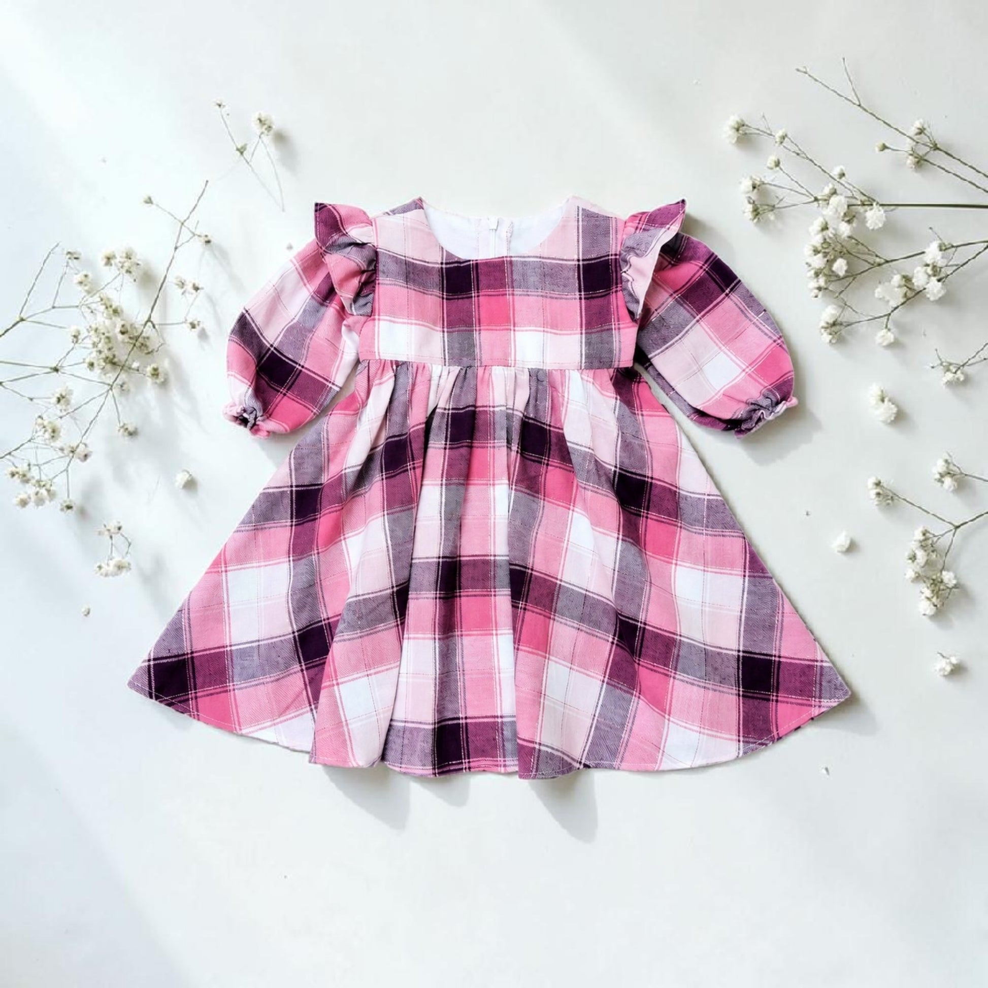 pink flannel dress Hartley Pink Plaid Tie Front Dress L